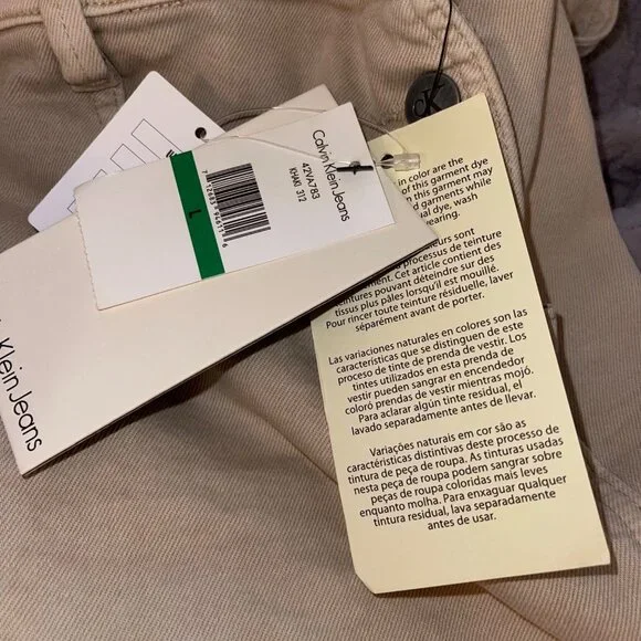 Calvin Klein Womens Overalls Vest Set Beige Size Large Cuffed Shorts Bib Y2K - Picture 10 of 15